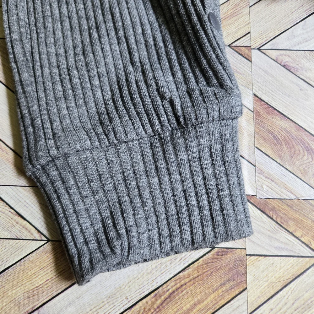 Baby Boy Girl Ribbed Gray Long Sleeve Front Button Jumpsuit Cotton Onepiece 6-9M